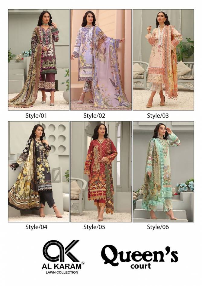 Al Karam Queens Court Fancy Wear Cambric Cotton Latest Dress Material Collection